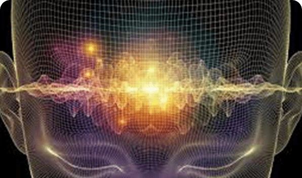 Abstract digital art of a glowing brain with neural waves.