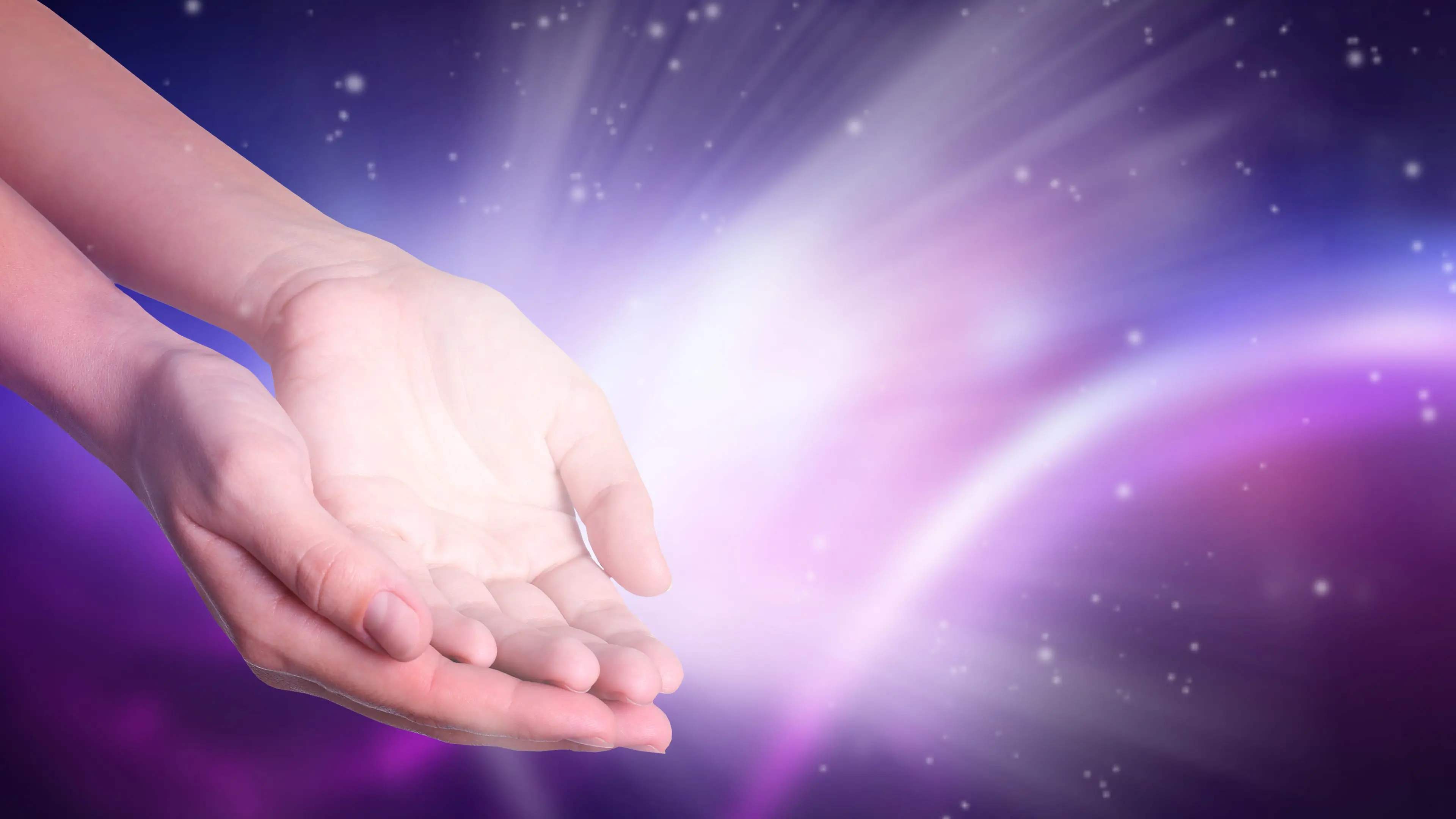 Woman with flows of energy coming out from her hands